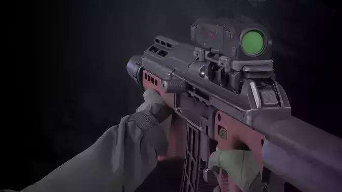 NM-52 Assault Rifle With Hands And Weapon Case Low-poly 3D model