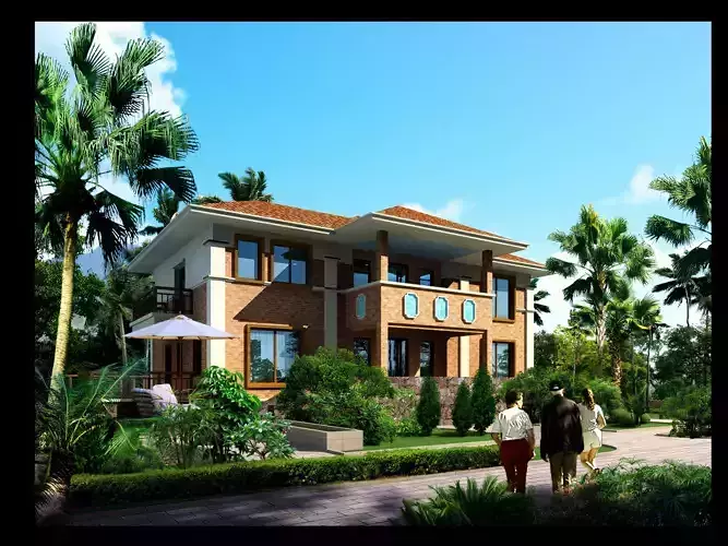 3D model of 2022 luxury fashion villa exterior 42