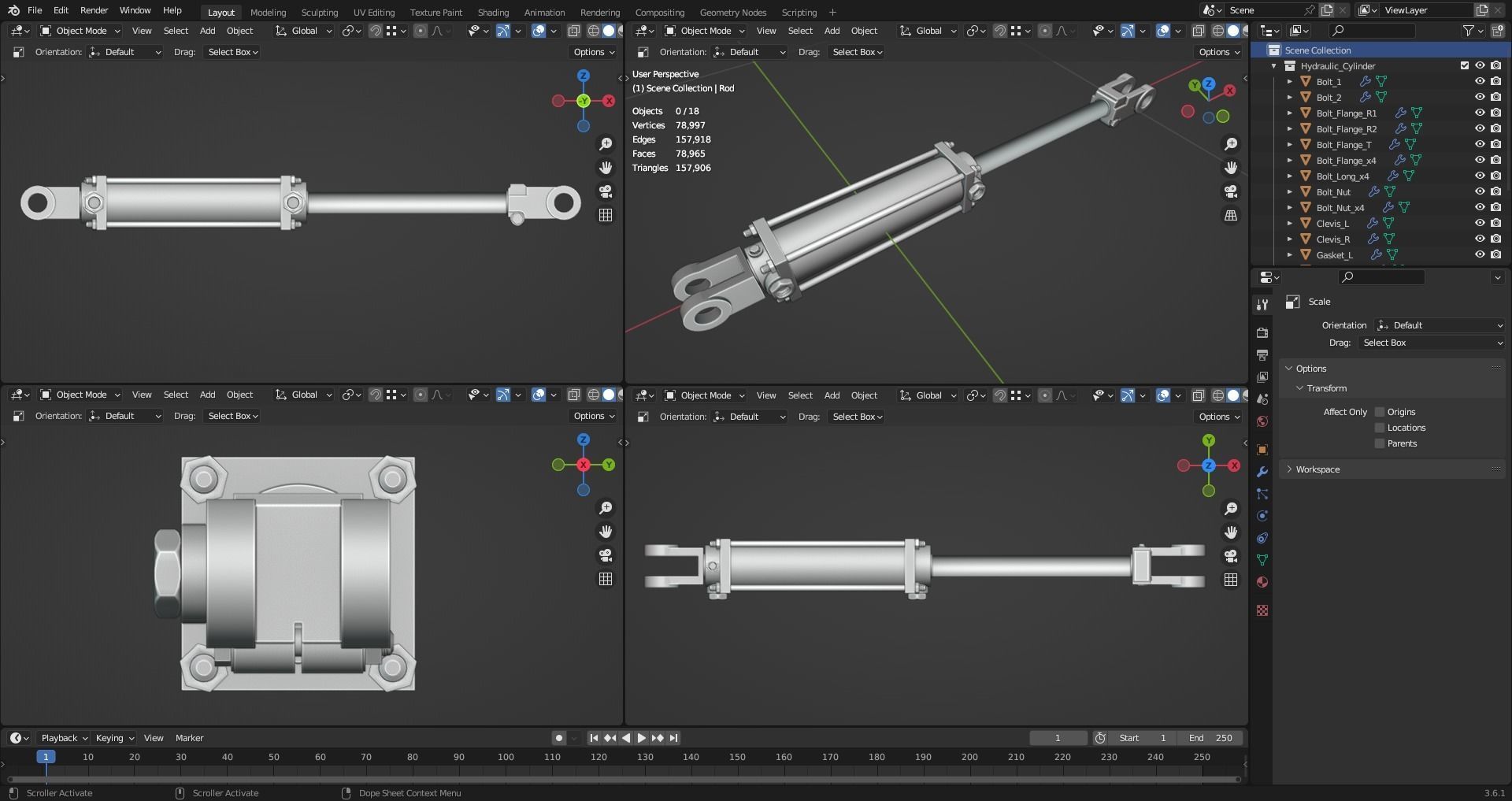 Hydraulic Cylinder 3D model_5