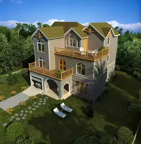 3D model of 2022 luxury fashion villa exterior 43