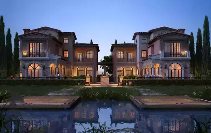 3D model of 2022 luxury fashion villa exterior 44