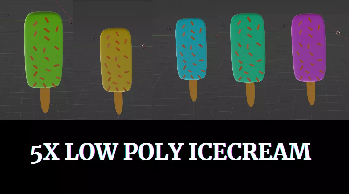 5X LowPoly 3D IceCream Low-poly 3D model_0