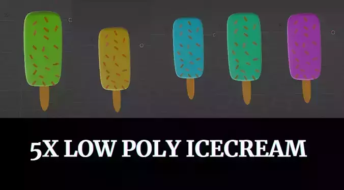 5X LowPoly 3D IceCream