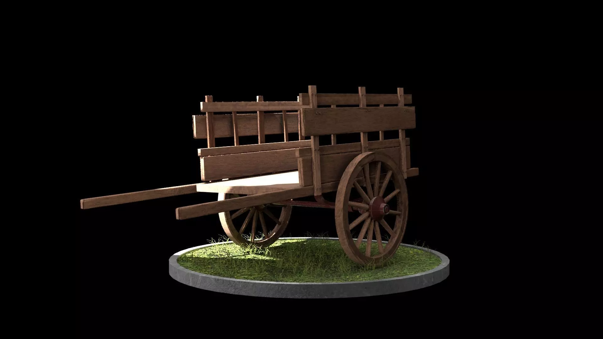 Wooden cart 3D model_0