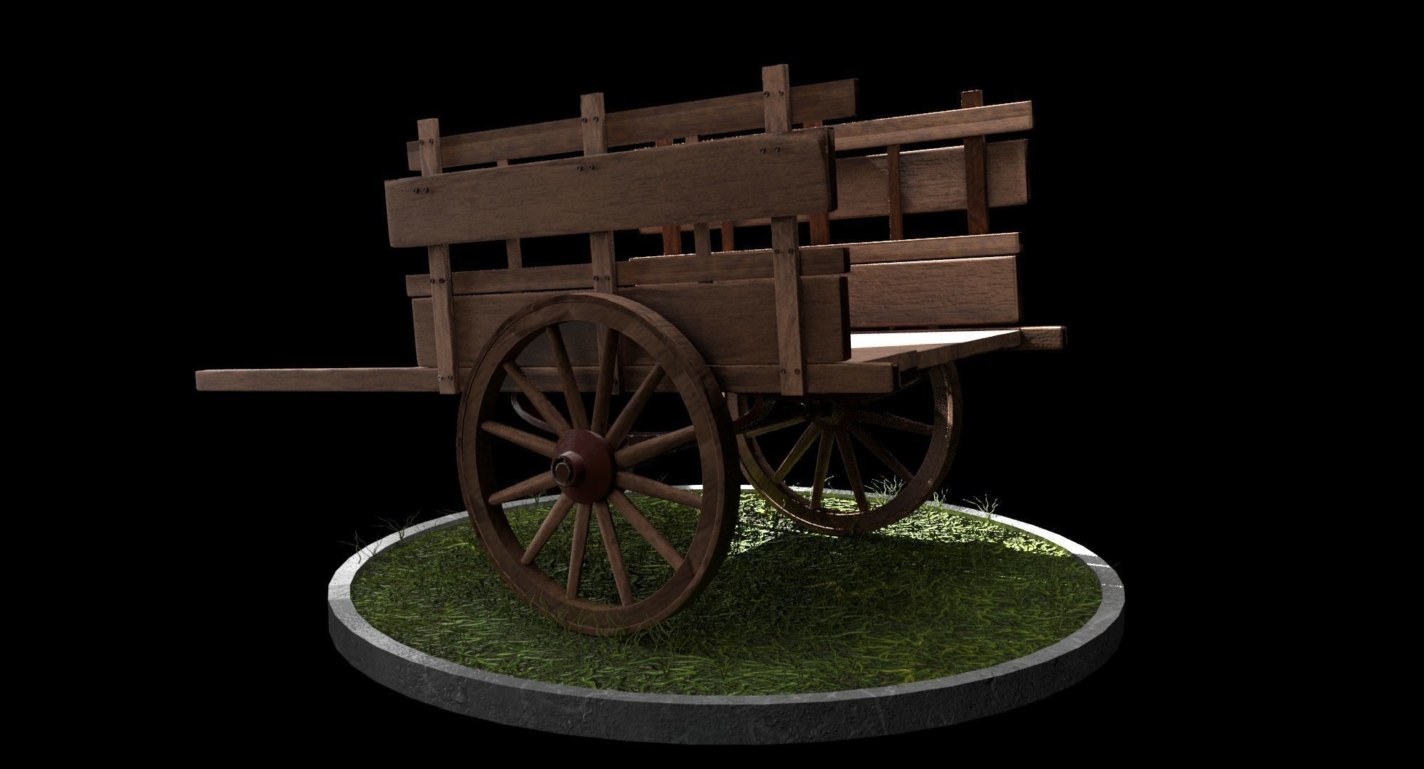 Wooden cart 3D model_1