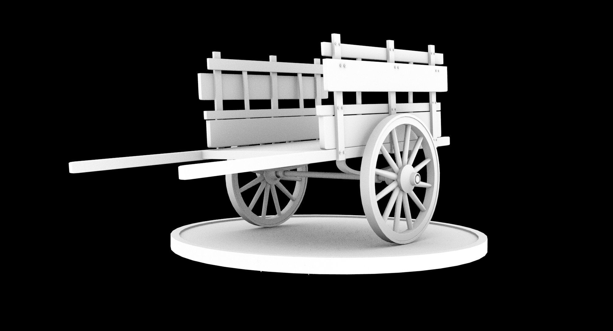 Wooden cart 3D model_5