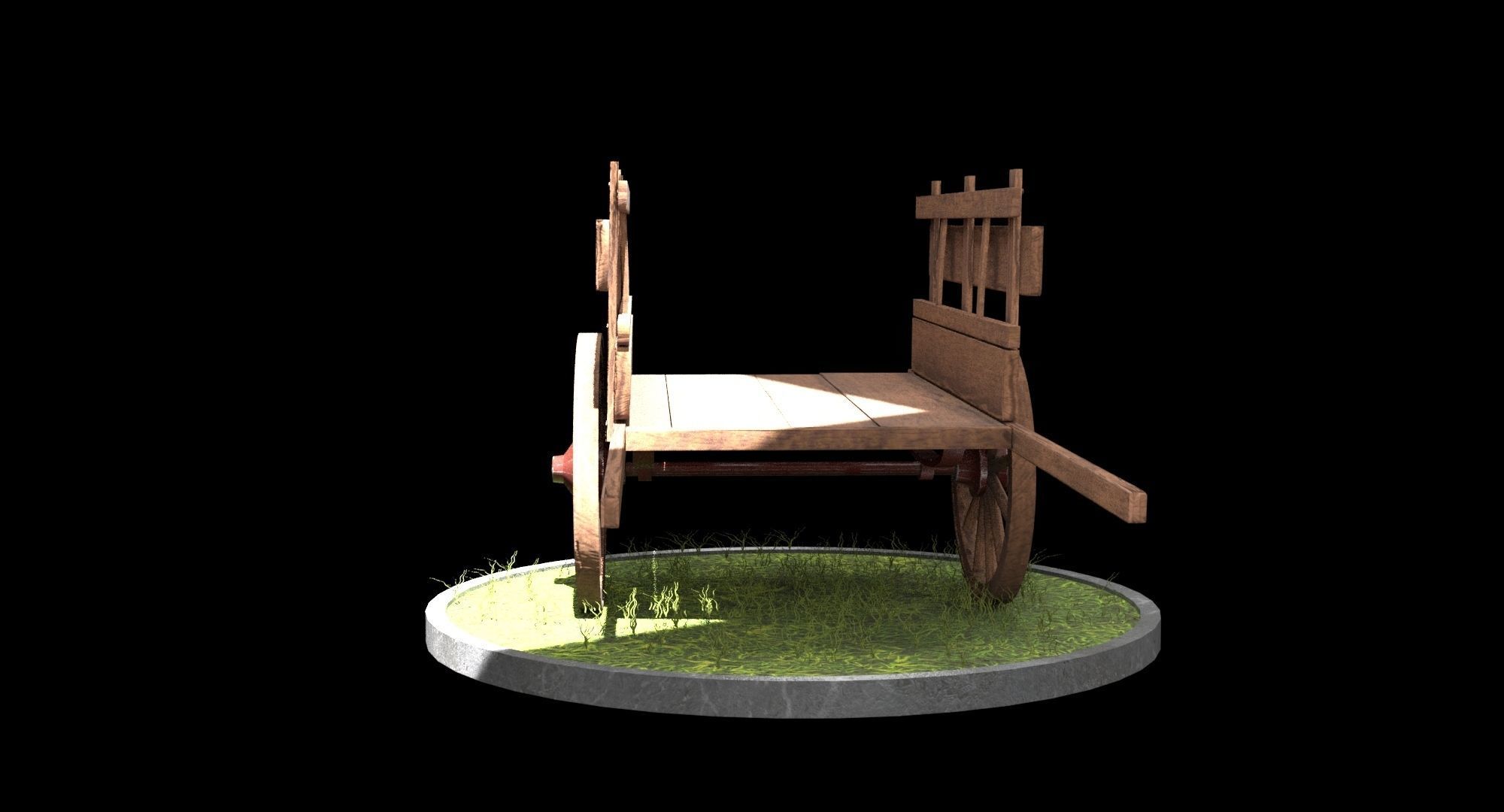 Wooden cart 3D model_3