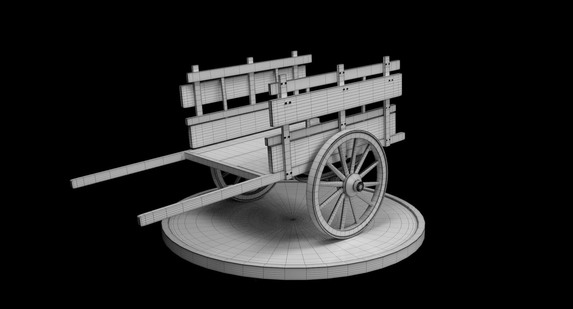 Wooden cart 3D model_8