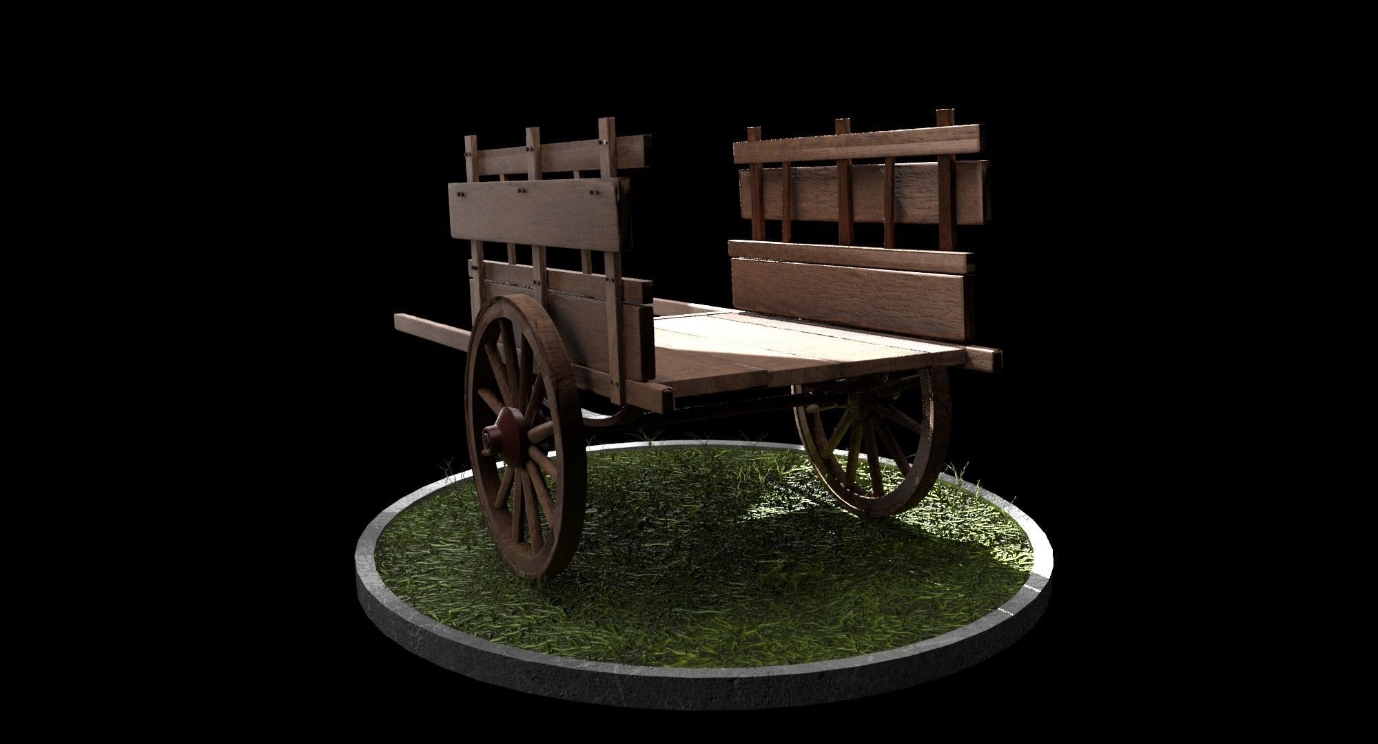 Wooden cart 3D model_7