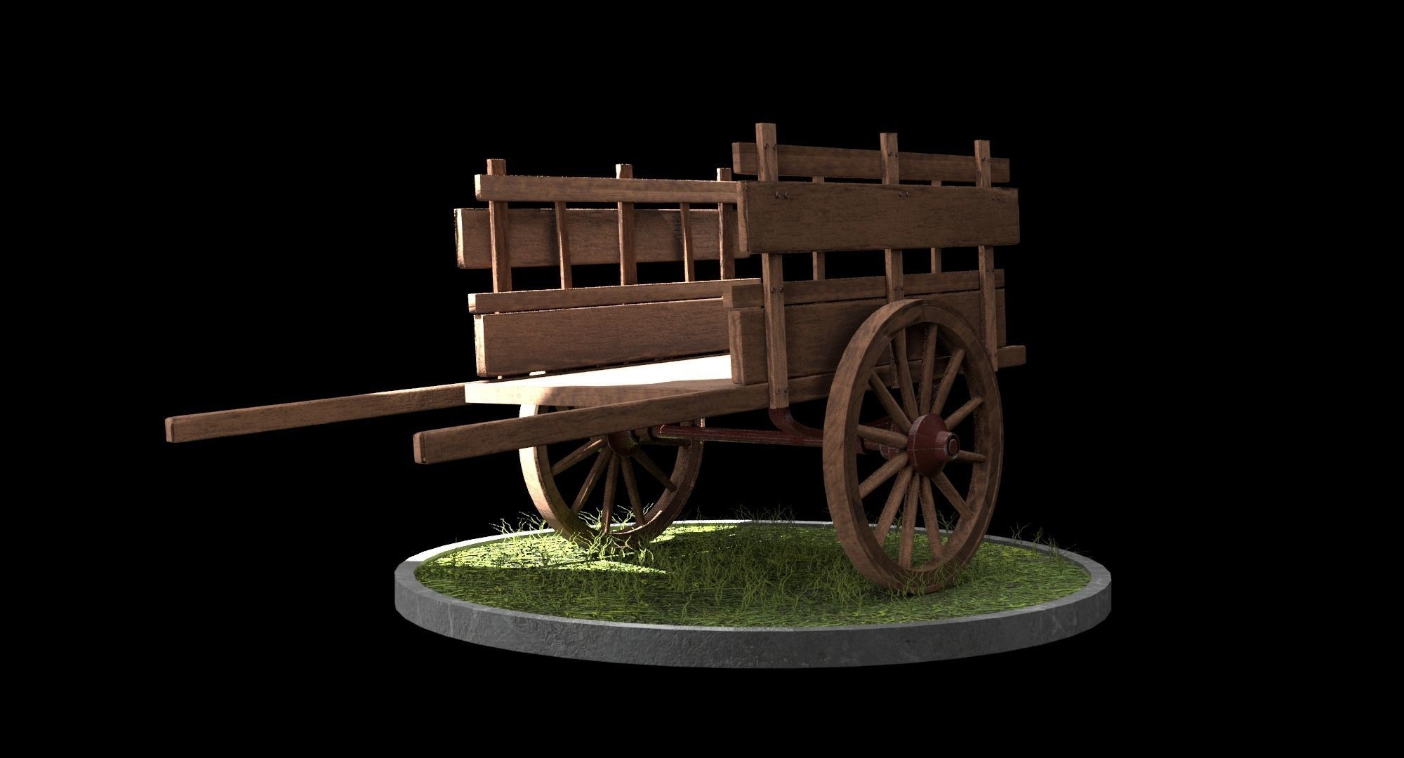 Wooden cart 3D model_2