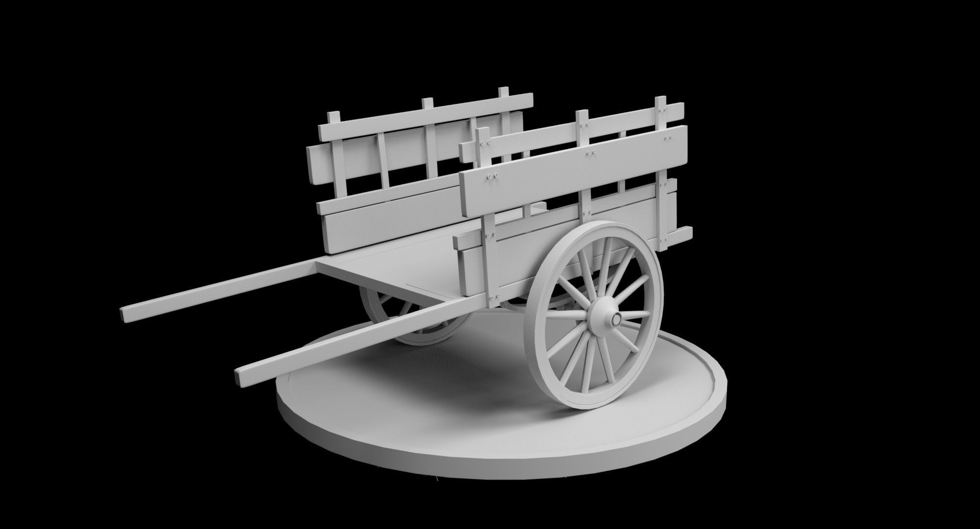 Wooden cart 3D model_4