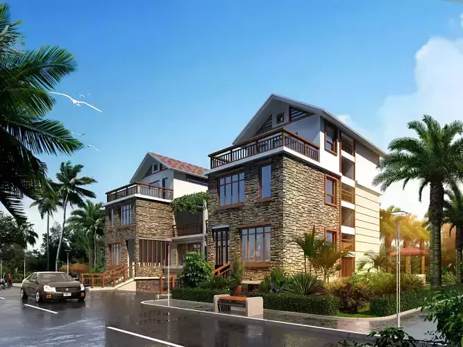 3D model of 2022 luxury fashion villa exterior 46