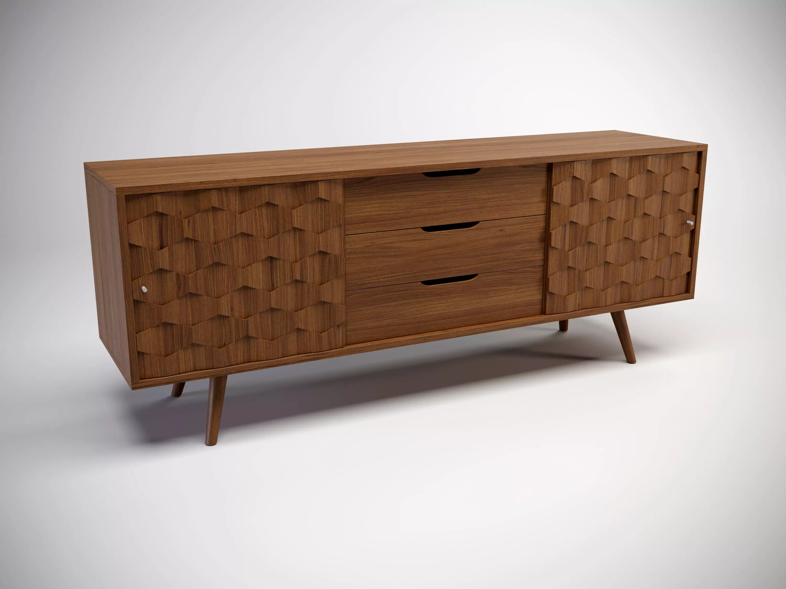 Wooden dresser Low-poly 3D model_0
