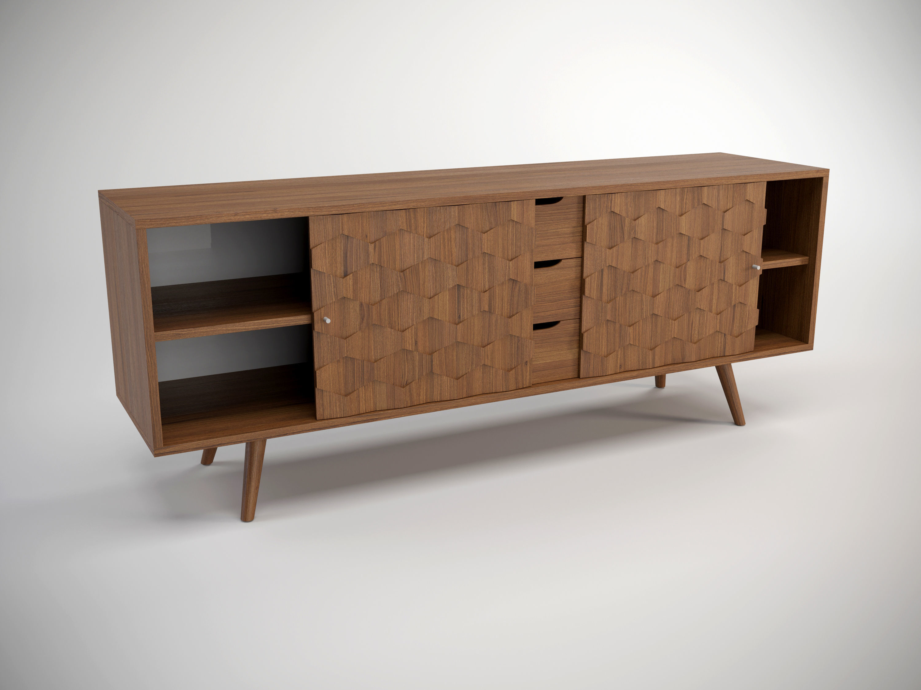 Wooden dresser Low-poly 3D model_1