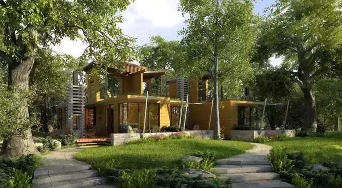 3D model of 2022 luxury fashion villa exterior 49