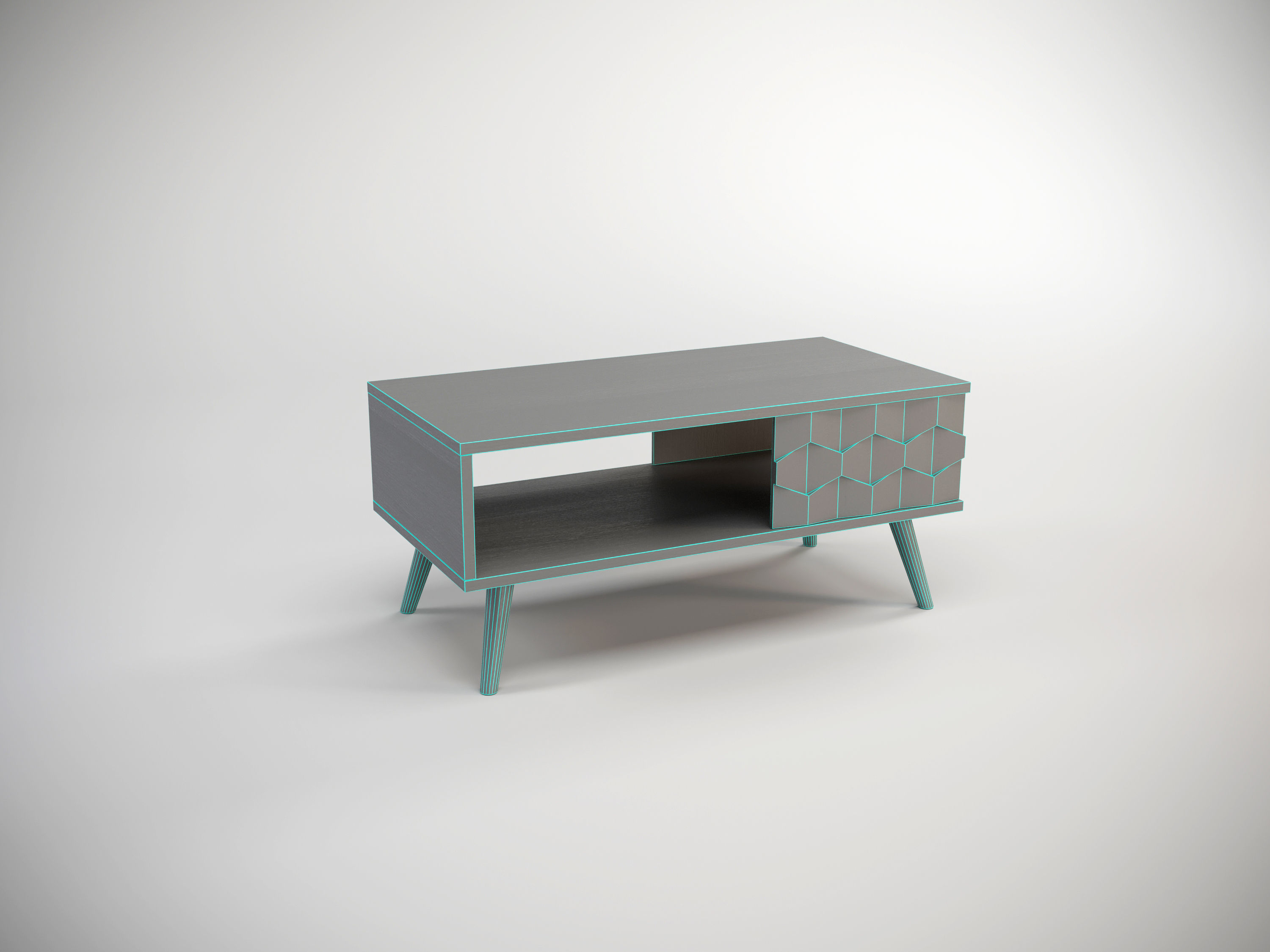Coffee table Low-poly 3D model_2