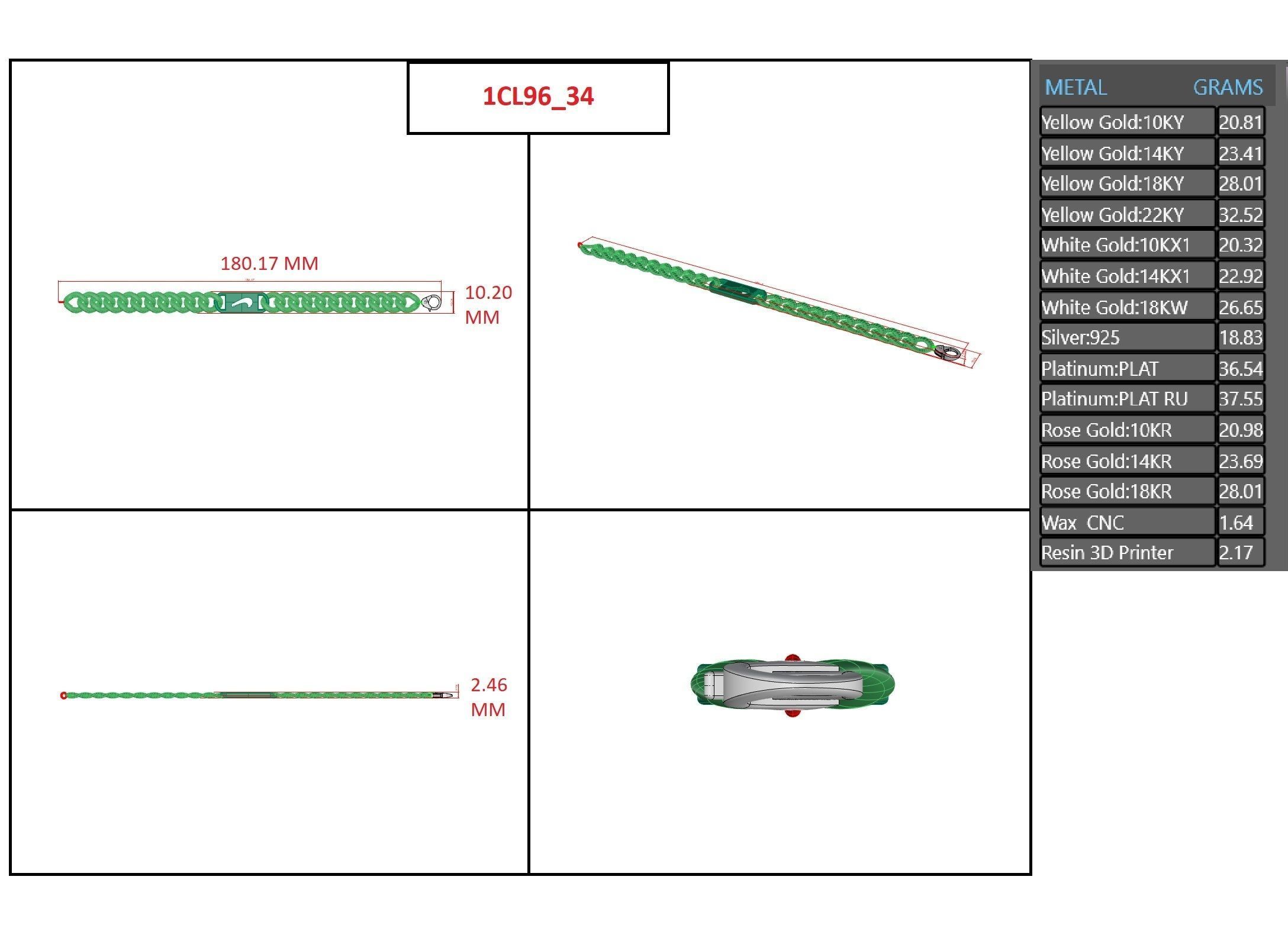 Diamond Bracelet 3D print model   3D print model_6