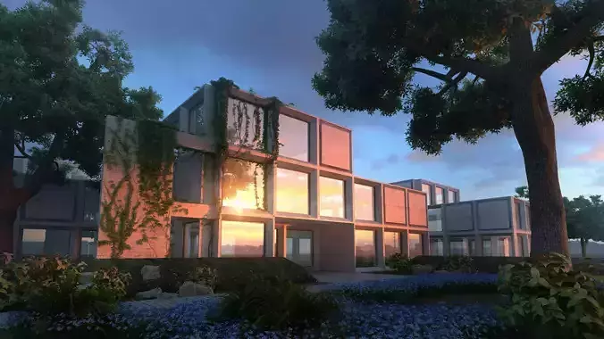 3D model of 2022 luxury fashion villa exterior 50