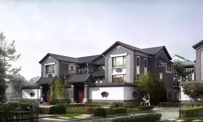 3D model of 2022 luxury fashion villa exterior 51