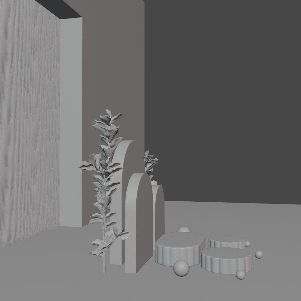 Cosmetic sky blue background and podium display 3D model_12