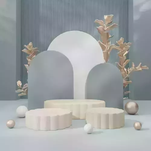Cosmetic sky blue background and podium display 3D model
