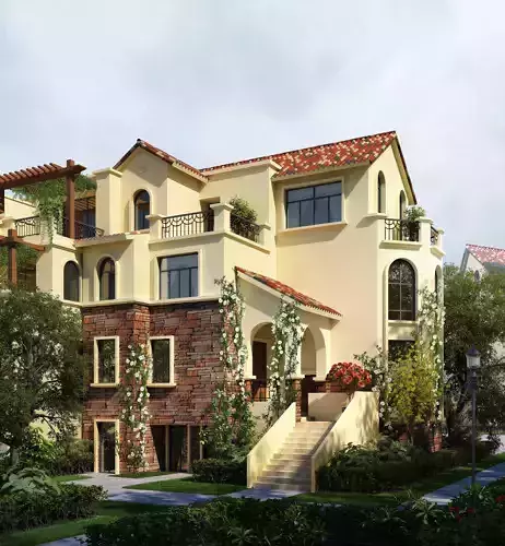 3D model of 2022 luxury fashion villa exterior 53