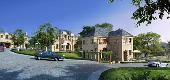 3D model of 2022 luxury fashion villa exterior 54