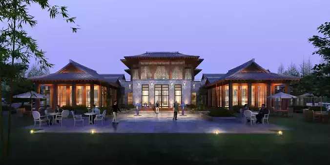 3D model of 2022 luxury fashion villa exterior 55