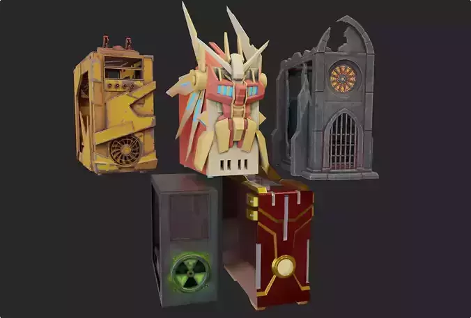 pc case rgb collection computer mod pack lowpoly 