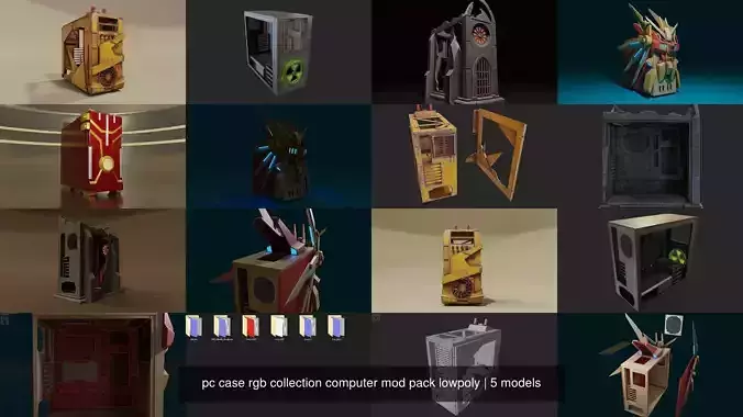 pc case rgb collection computer mod pack lowpoly