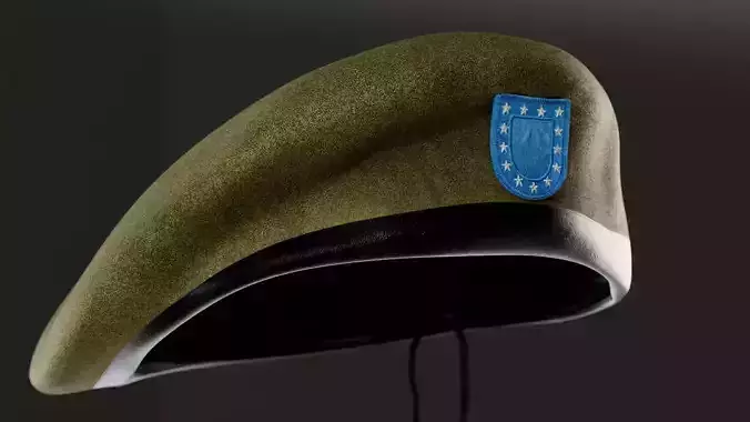 Green Beret Hat Cap Low-poly 3D model