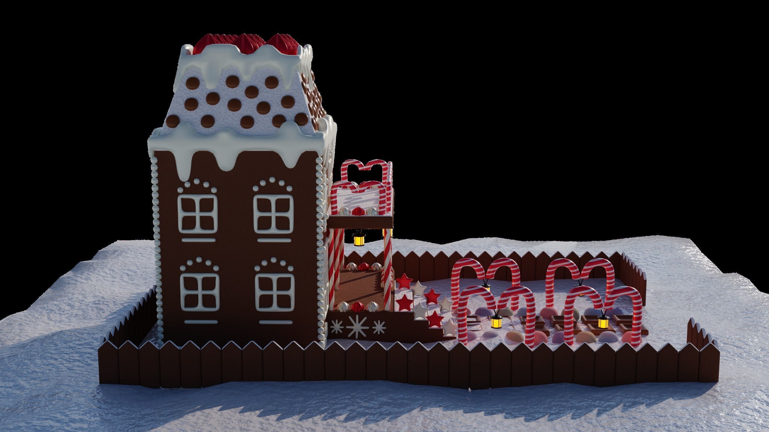 Gingerbread House 3D model_1