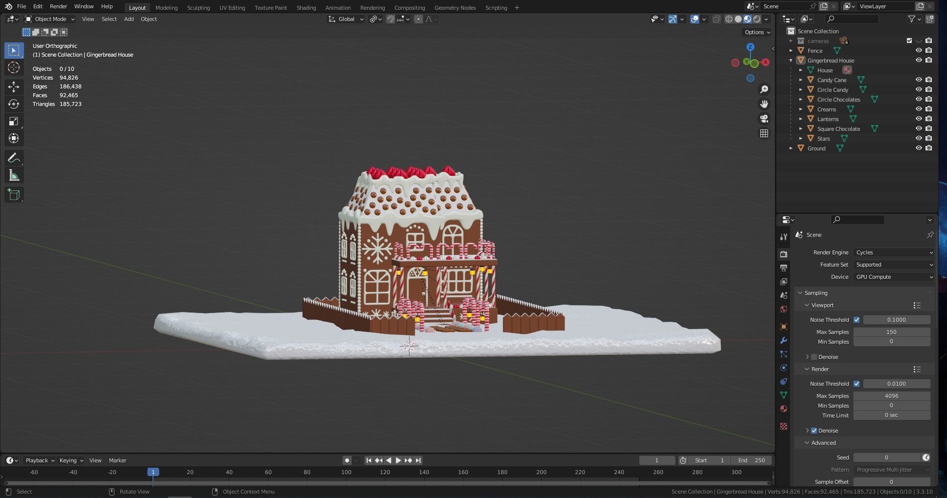 Gingerbread House 3D model_12