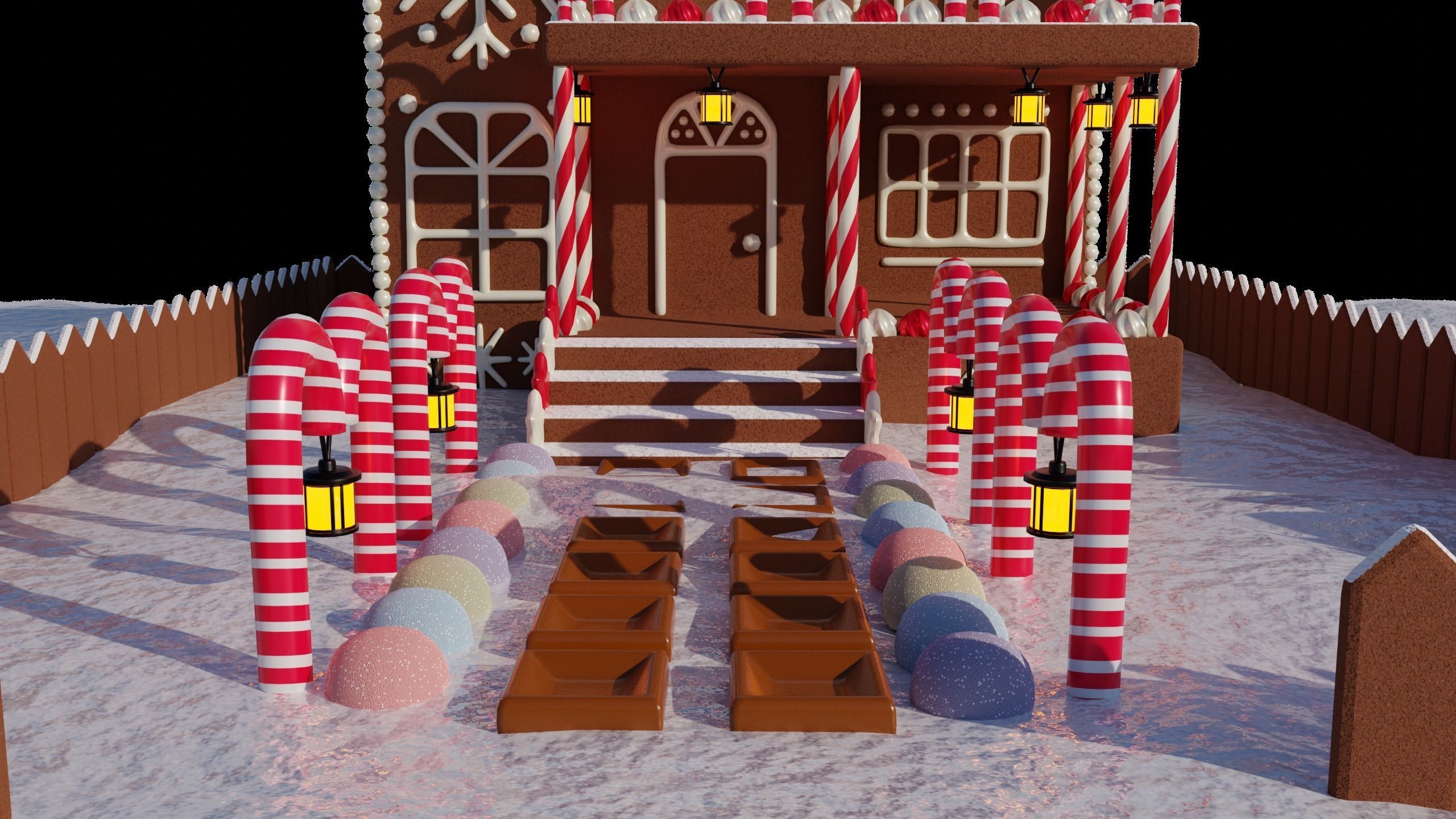 Gingerbread House 3D model_4