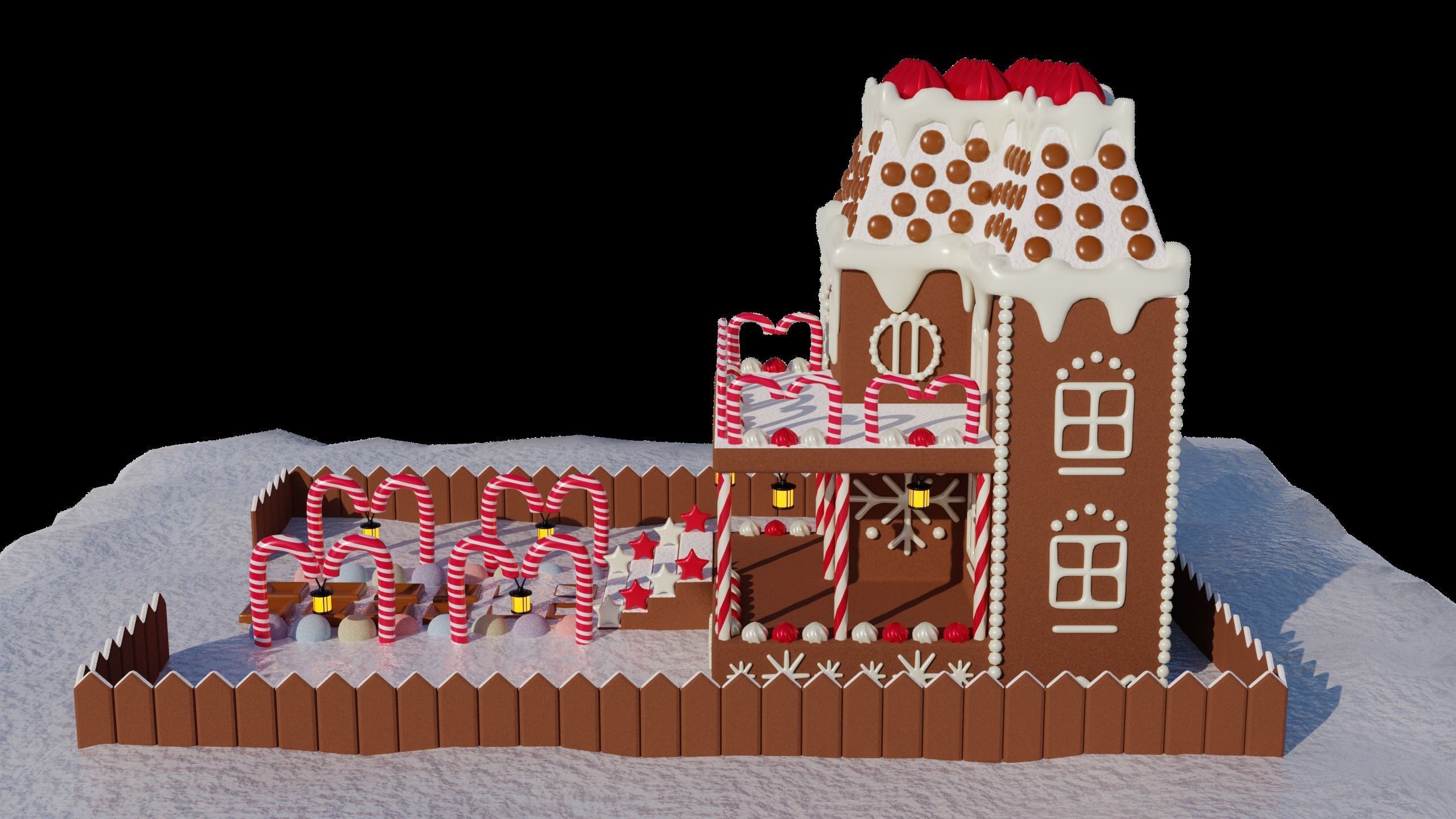 Gingerbread House 3D model_2