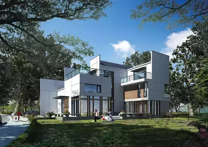 3D model of 2022 luxury fashion villa exterior 61