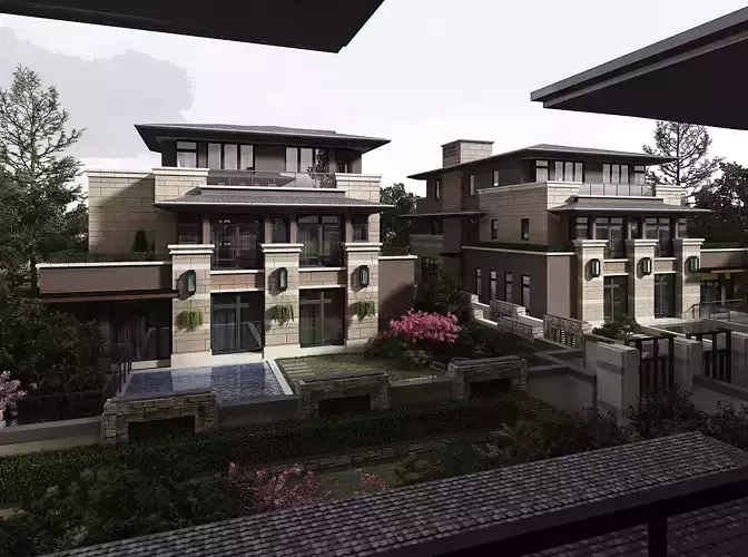 3D model of 2022 luxury fashion villa exterior 62