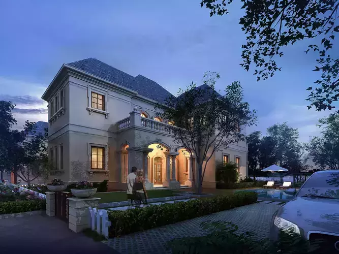 3D model of 2022 luxury fashion villa exterior 63