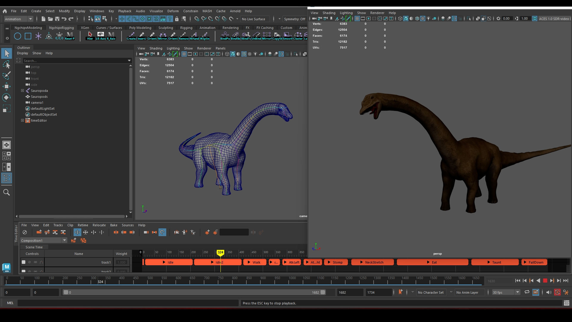 Sauropoda - Long Neck Dinosaur Low-poly 3D model_17