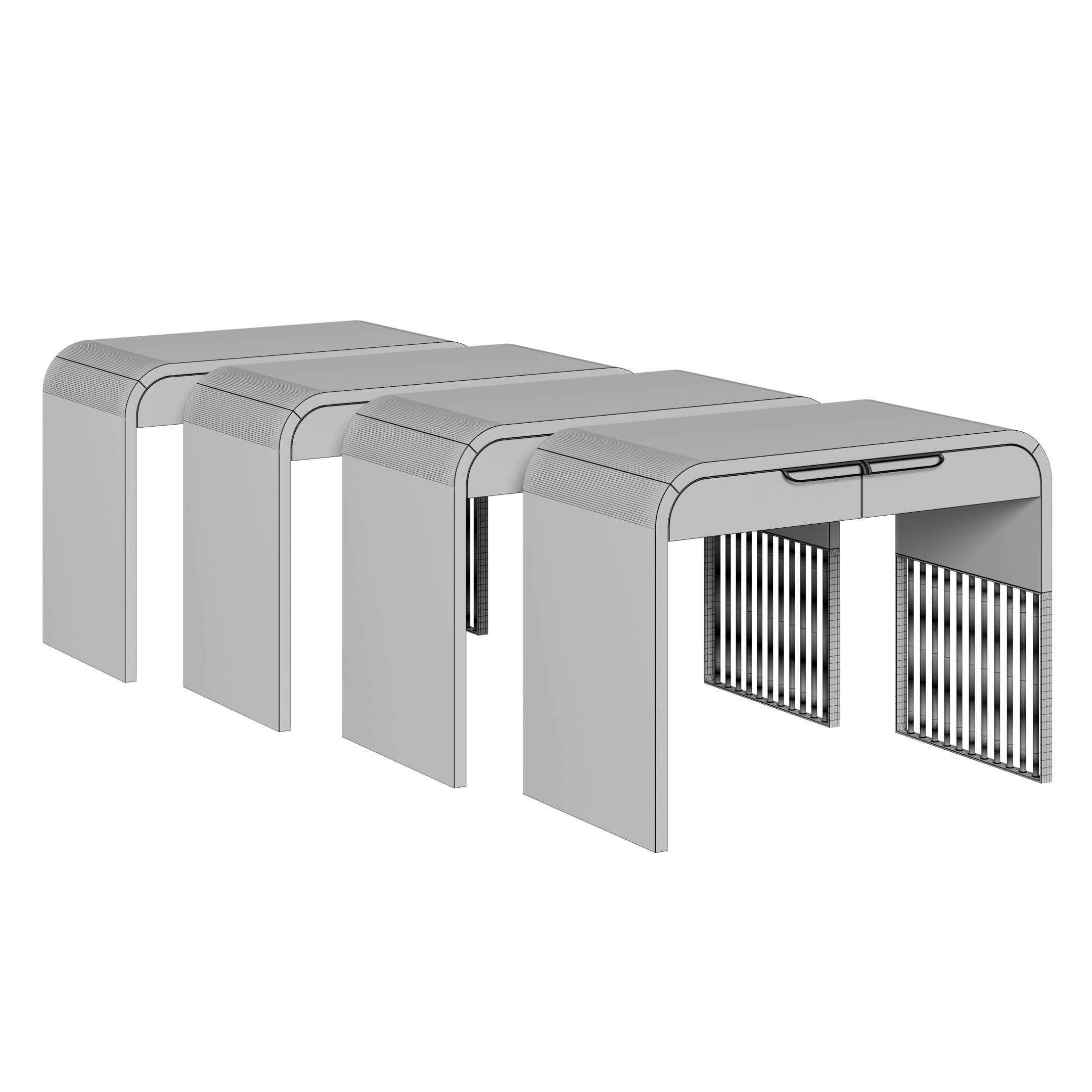 Nightstand vanity table and stool with different wood textures 3D model_13