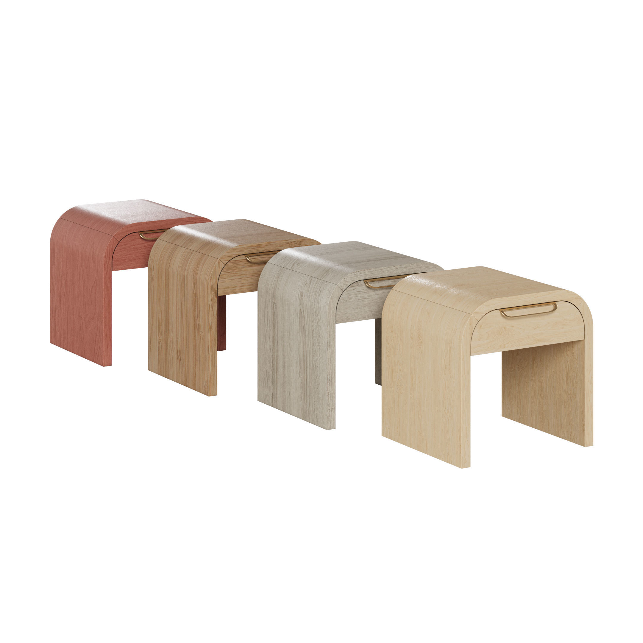 Nightstand vanity table and stool with different wood textures 3D model_10