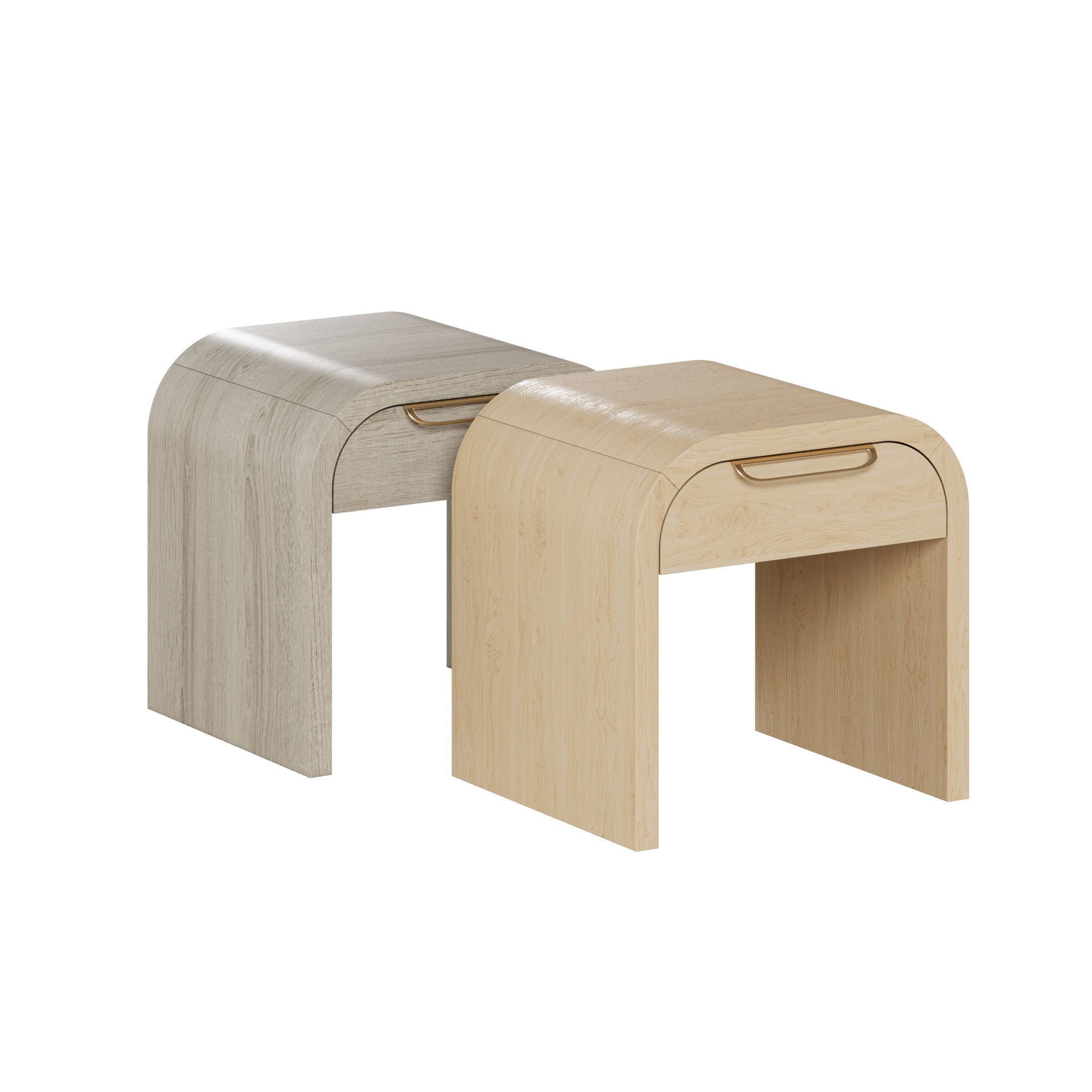 Nightstand vanity table and stool with different wood textures 3D model_5