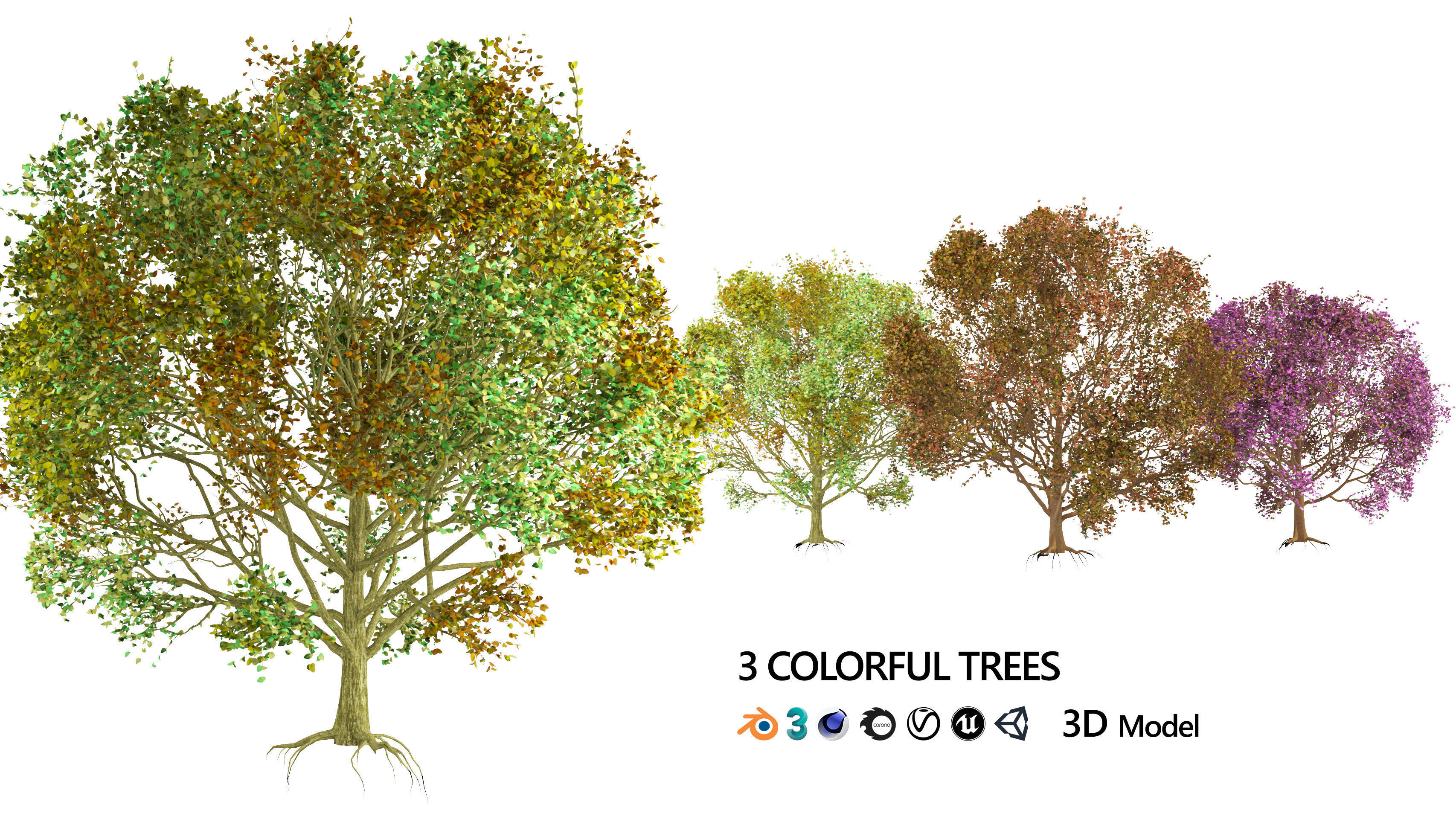 High-Quality 3D colorful Tree Models 3D model_10