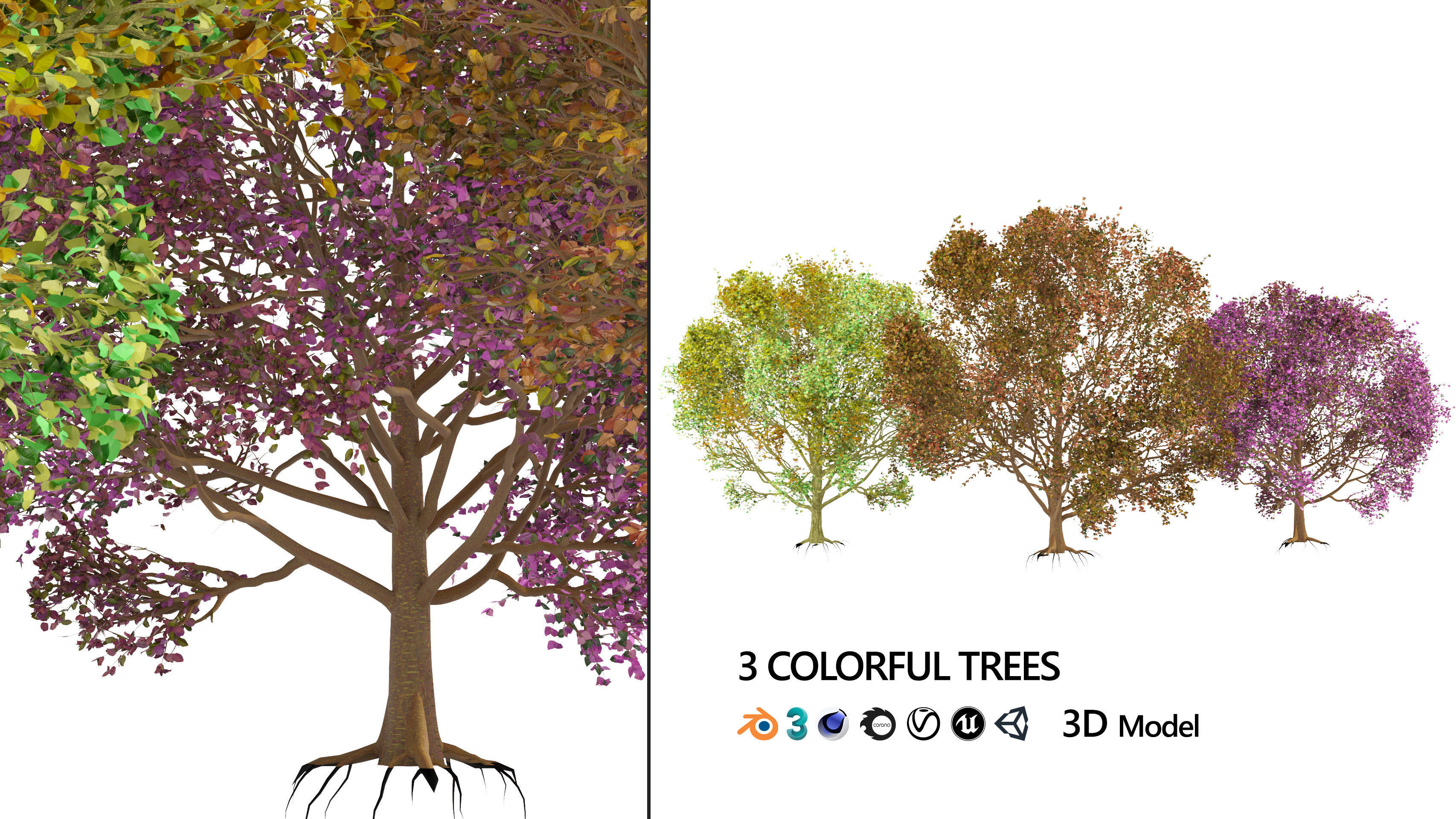 High-Quality 3D colorful Tree Models 3D model_8
