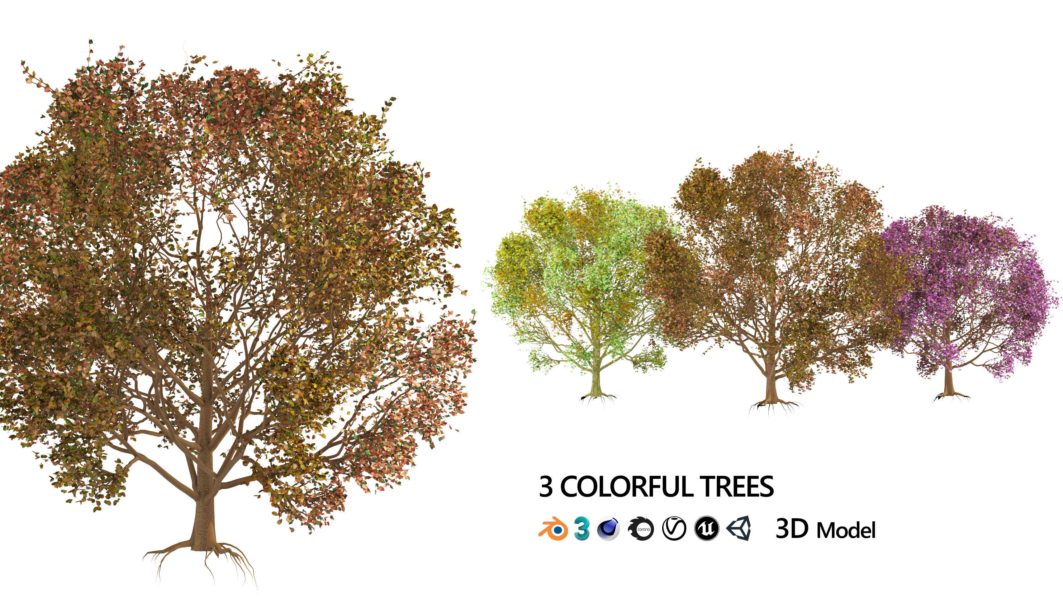 High-Quality 3D colorful Tree Models 3D model_7