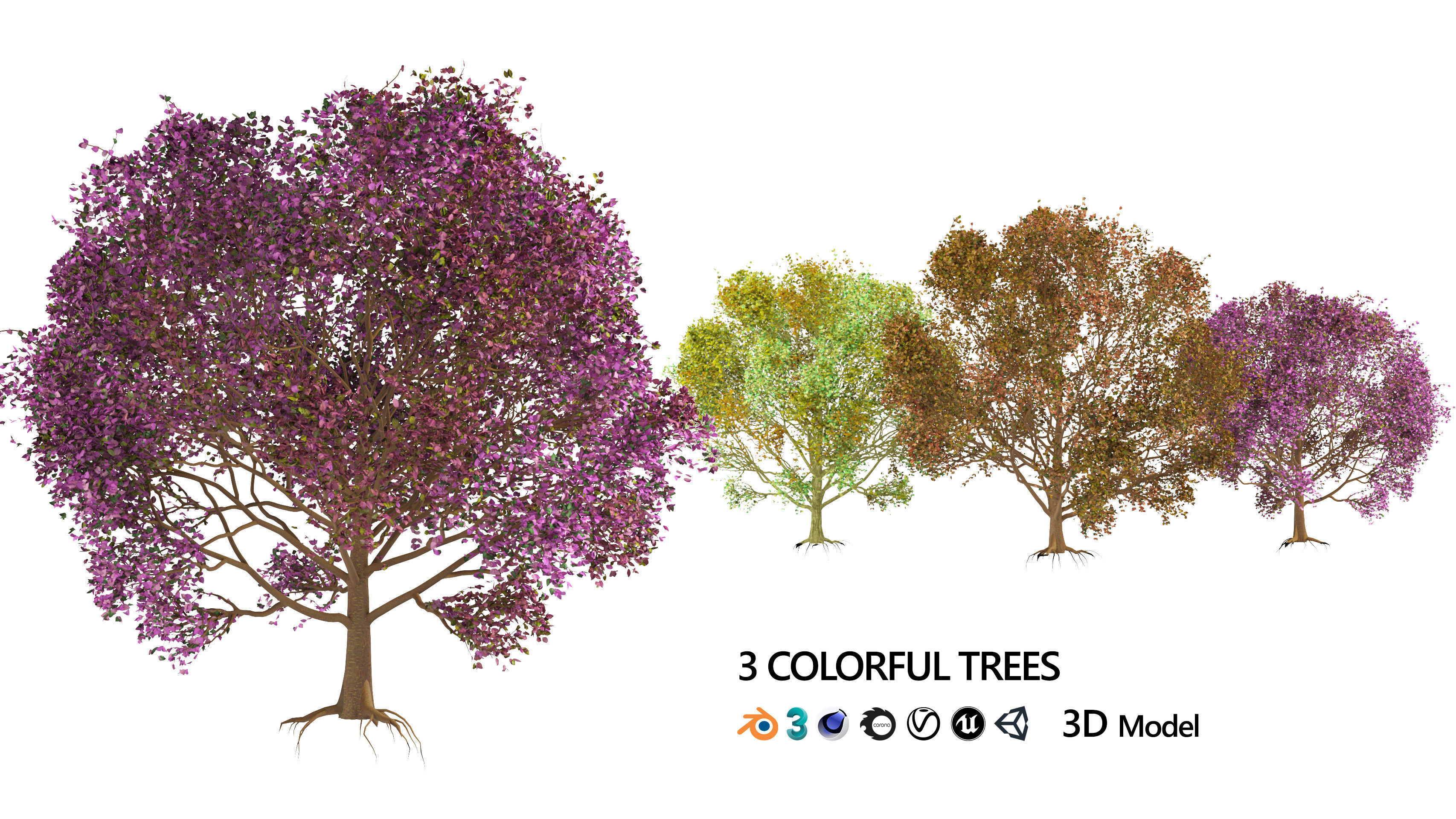 High-Quality 3D colorful Tree Models 3D model_9