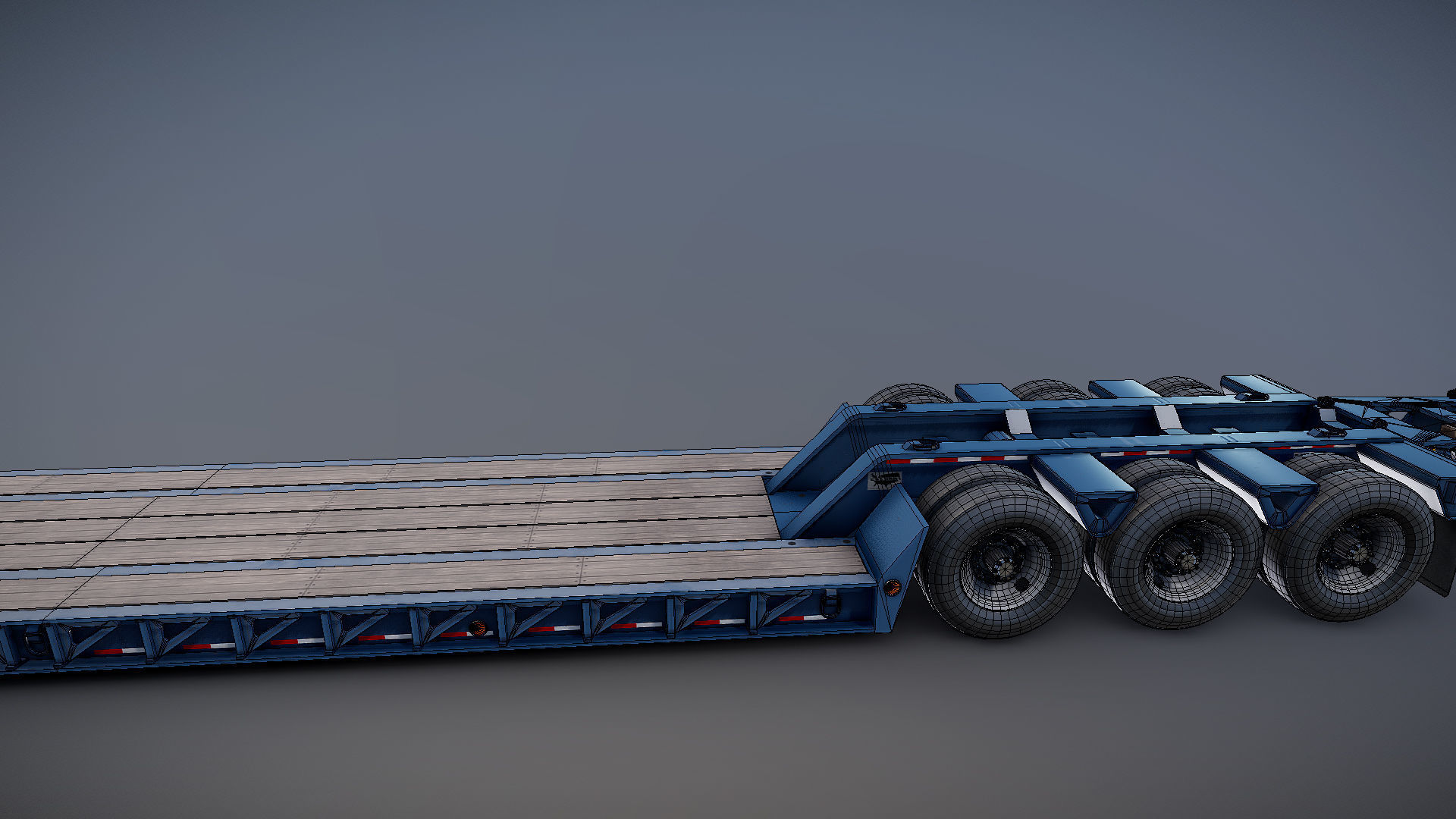 Lowboy trailer Low-poly 3D model_34