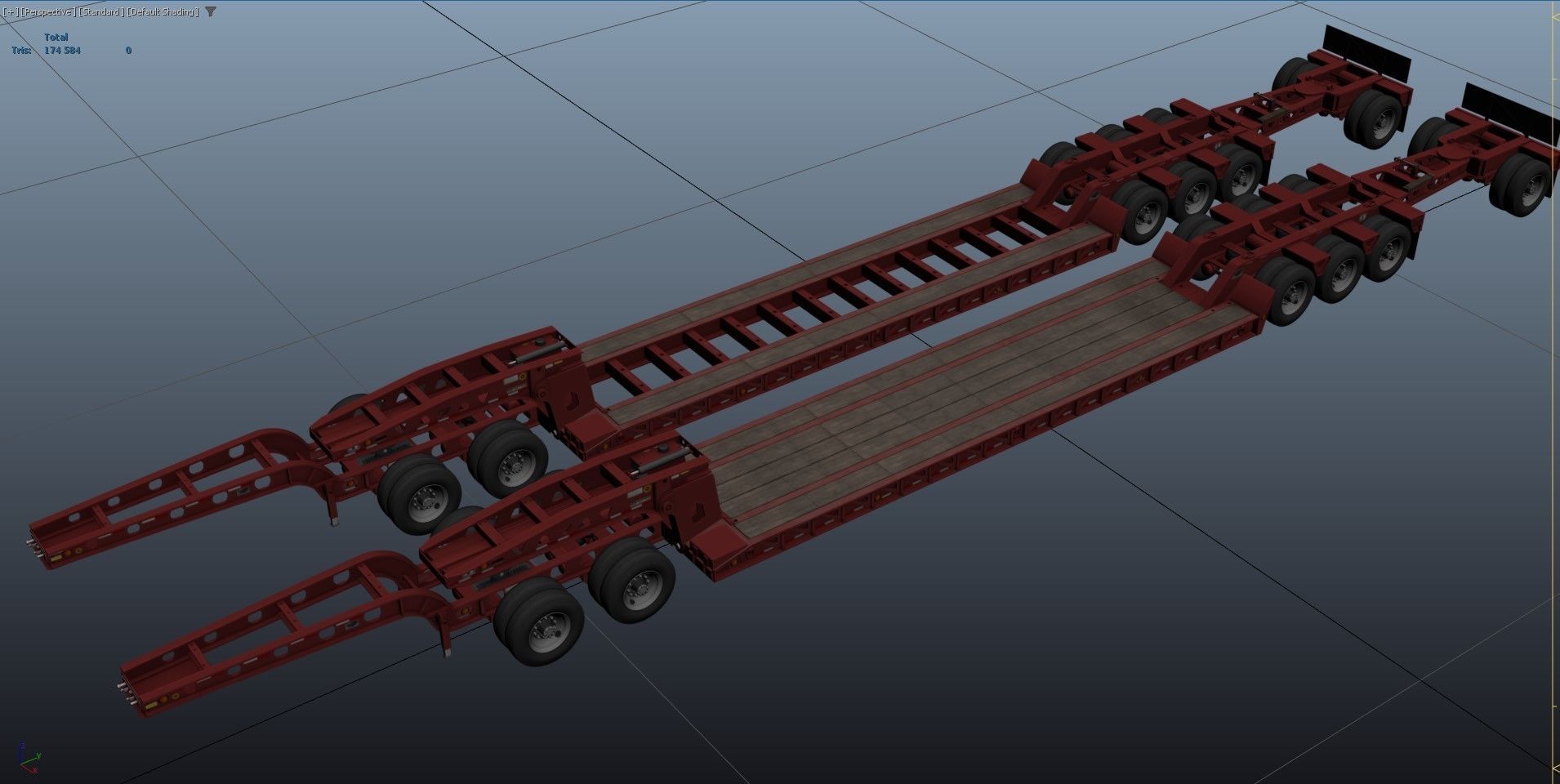 Lowboy trailer Low-poly 3D model_53
