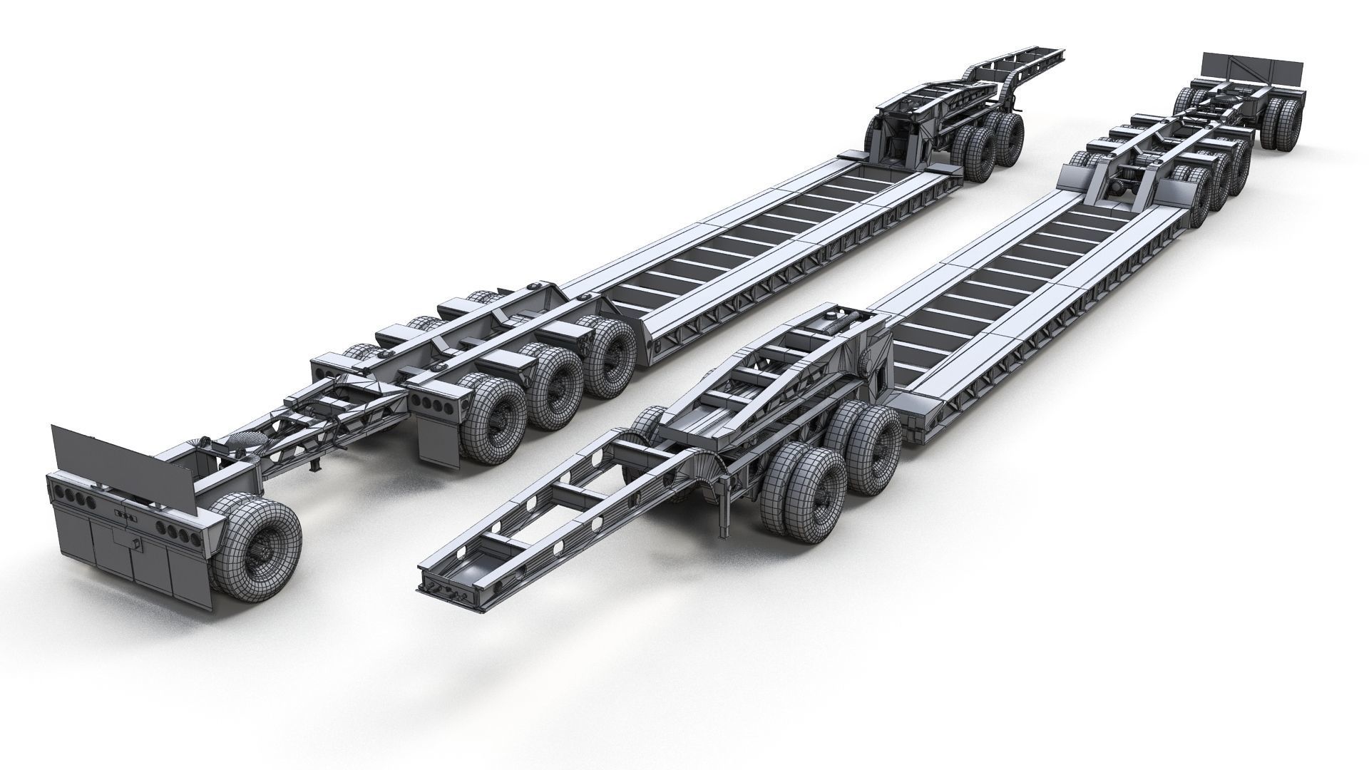 Lowboy trailer Low-poly 3D model_14