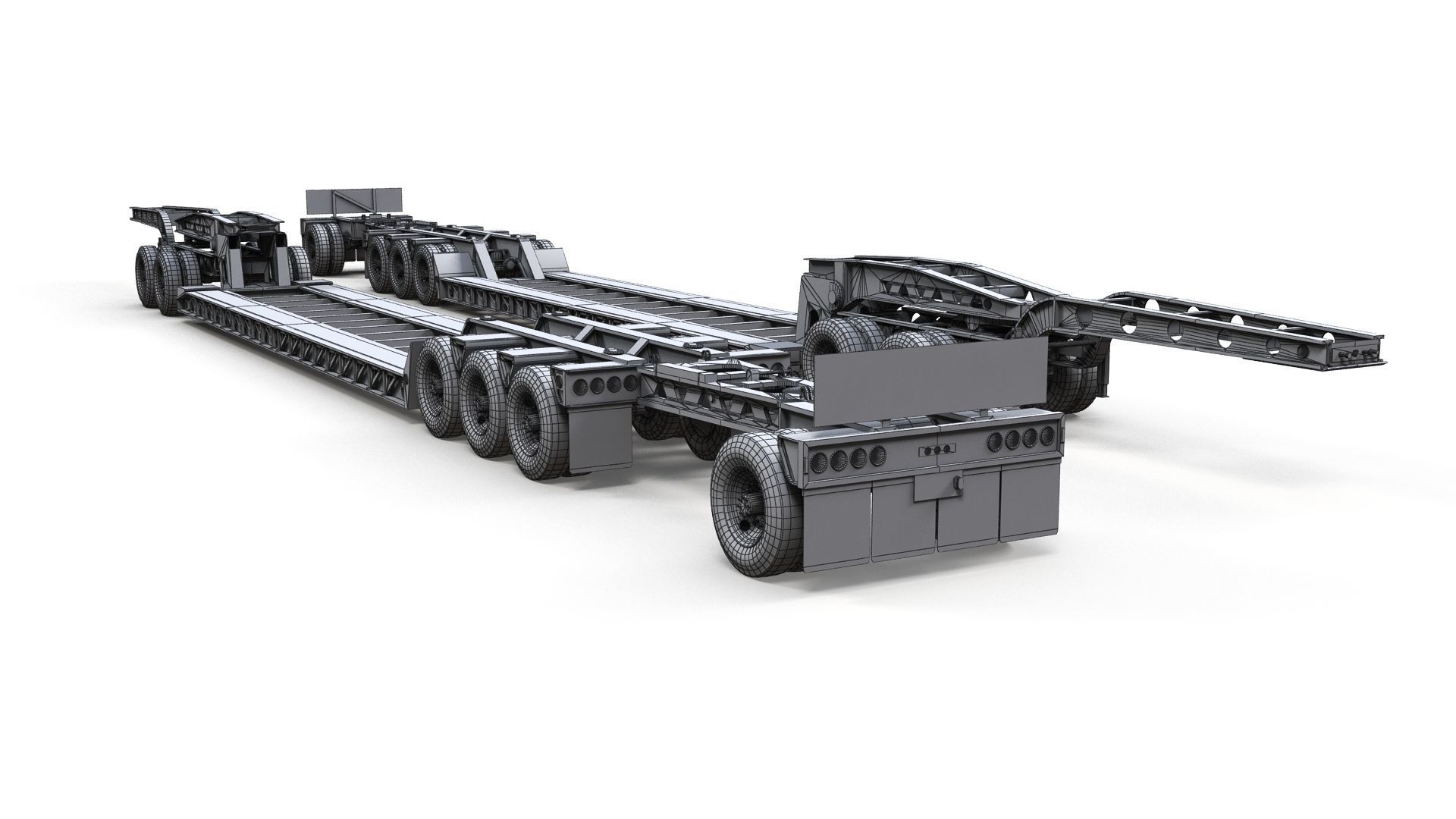 Lowboy trailer Low-poly 3D model_17